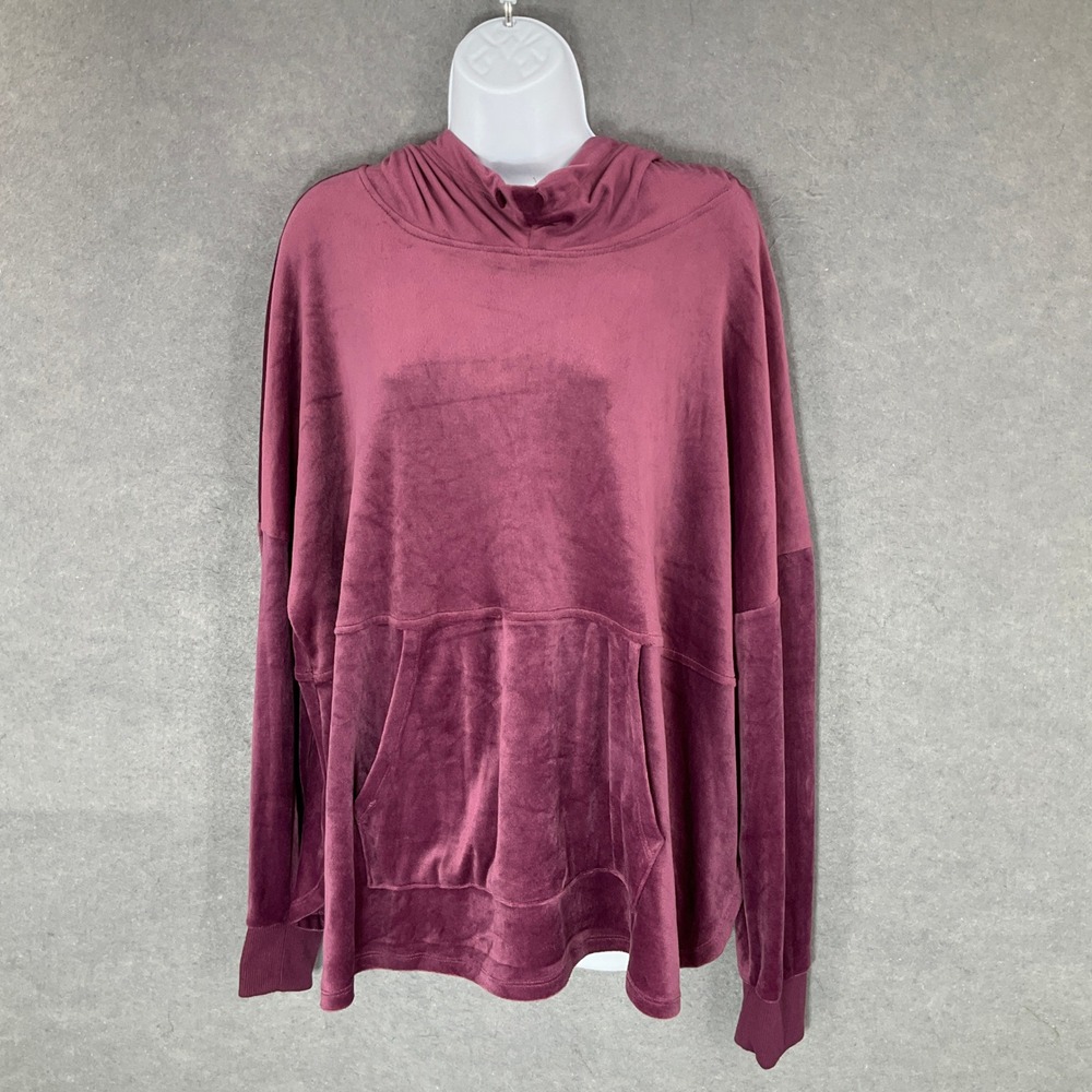 Simply Vera‎ Vera Wang Velour Pink Pullover Hoodie Kangaroo Pocket Sz XXL